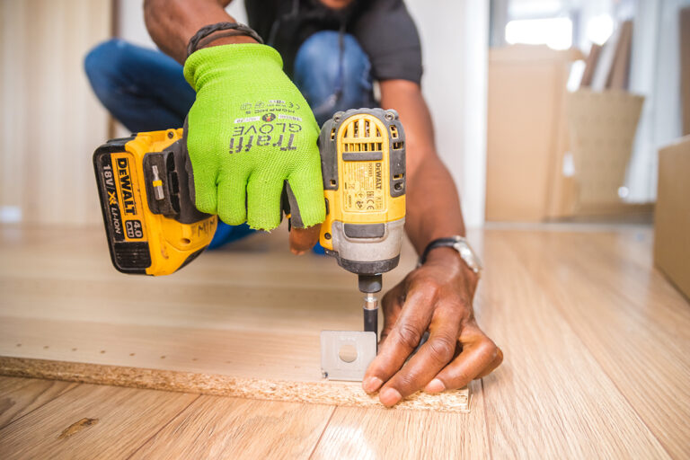 Picture of a carpenter working on a floor